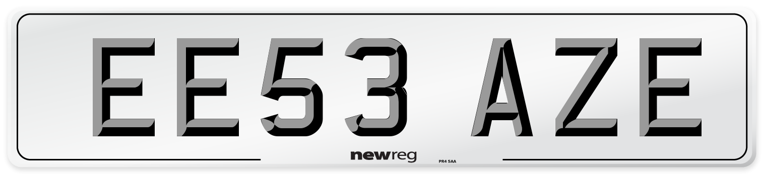 EE53 AZE Number Plate from New Reg